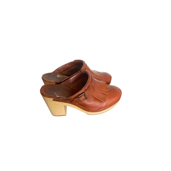 Madewell Kitlie Fringe Wood Heel Clogs Wedge Brown Size 10 - Picture 6 of 14